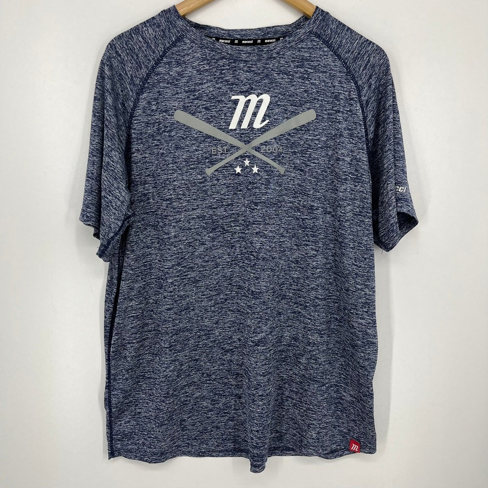 Marucci Mens Large Performance Baseball Graphic T-Shirt Navy Blue Heather